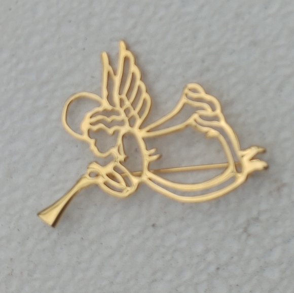 Angel With Horn Women's Brooch - Picture 3 of 3